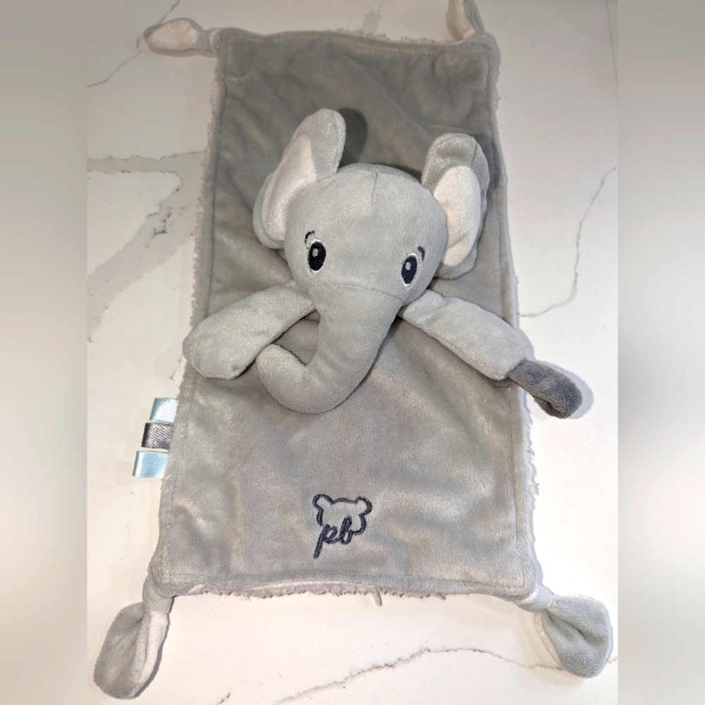Rectangular grey elephant lovey security blanket, for Infants and toddlers